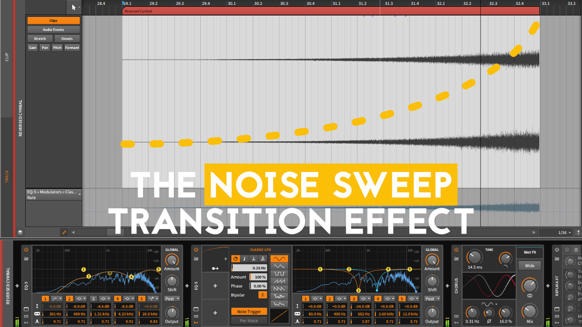 Transition Techniques in music production - Noise sweep transition effect