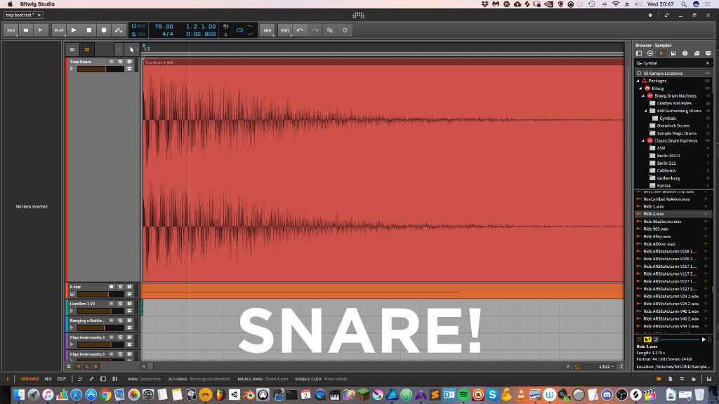 Trap Snare in Bitwig Studio