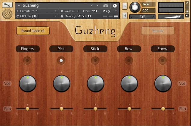 Guzheng, oriental Kontakt sampler string instrument