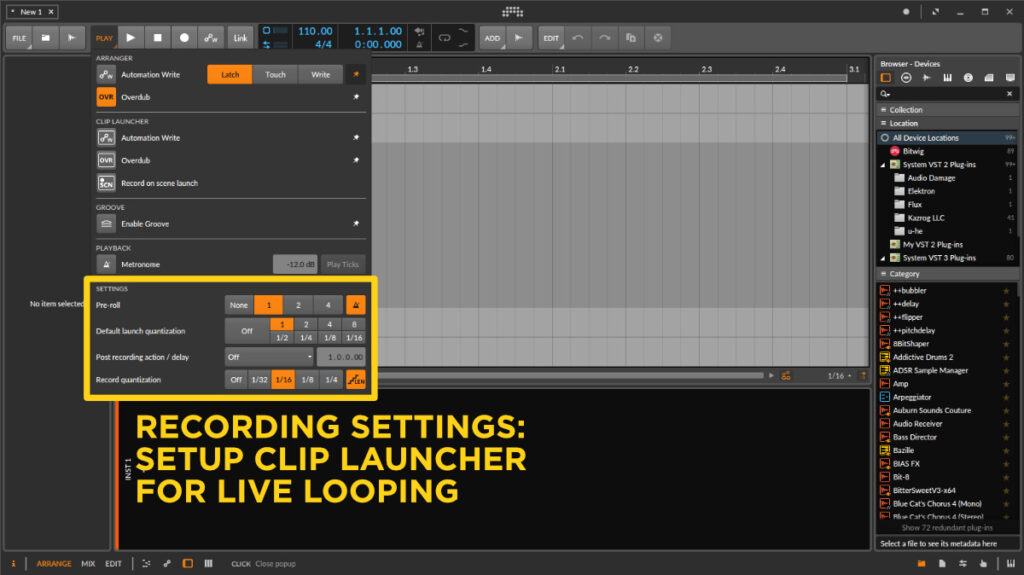 Live Looping - Setup Bitwig Studio for Clip Launcher Looping