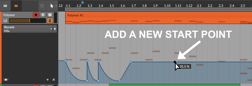Add a new start point for the copied automation in Bitwig