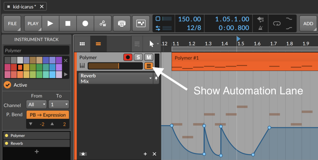 How to Show Automation Lane in Bitwig Studio