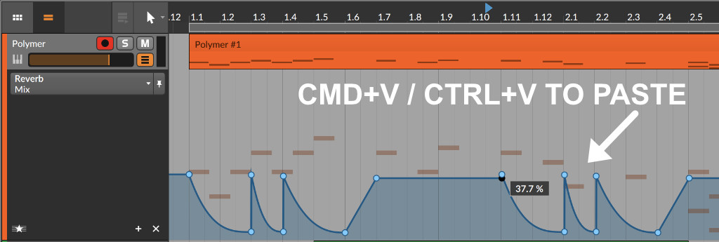 Paste Automation In Bitwig Studio